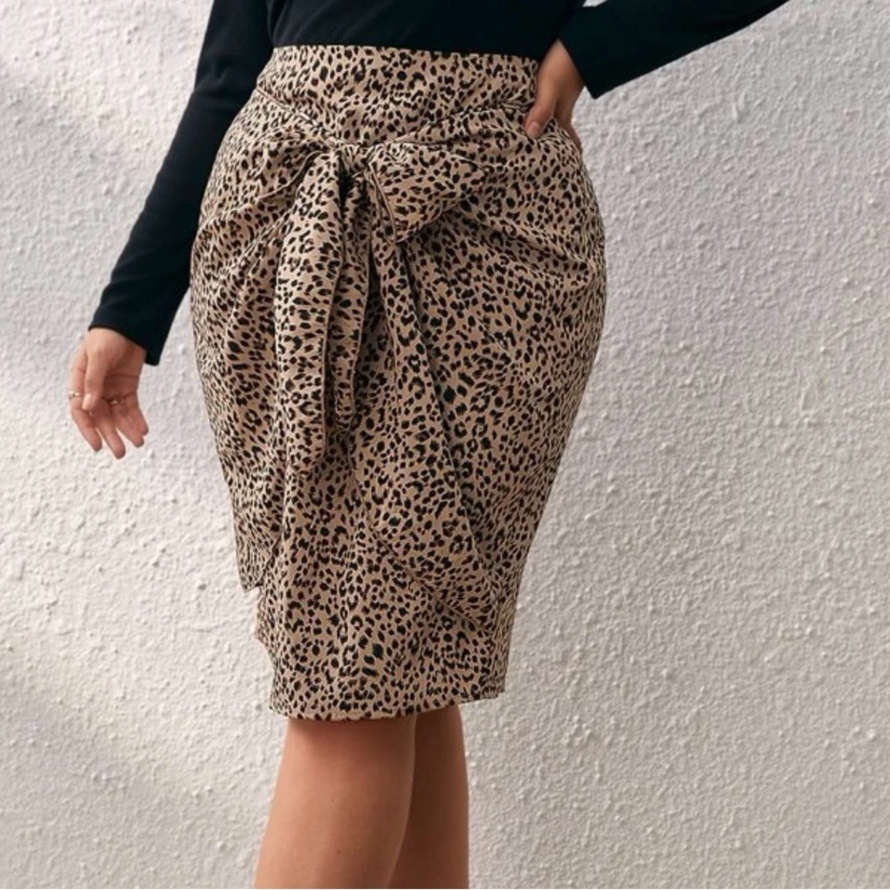 Knot Front Leopard Skirt